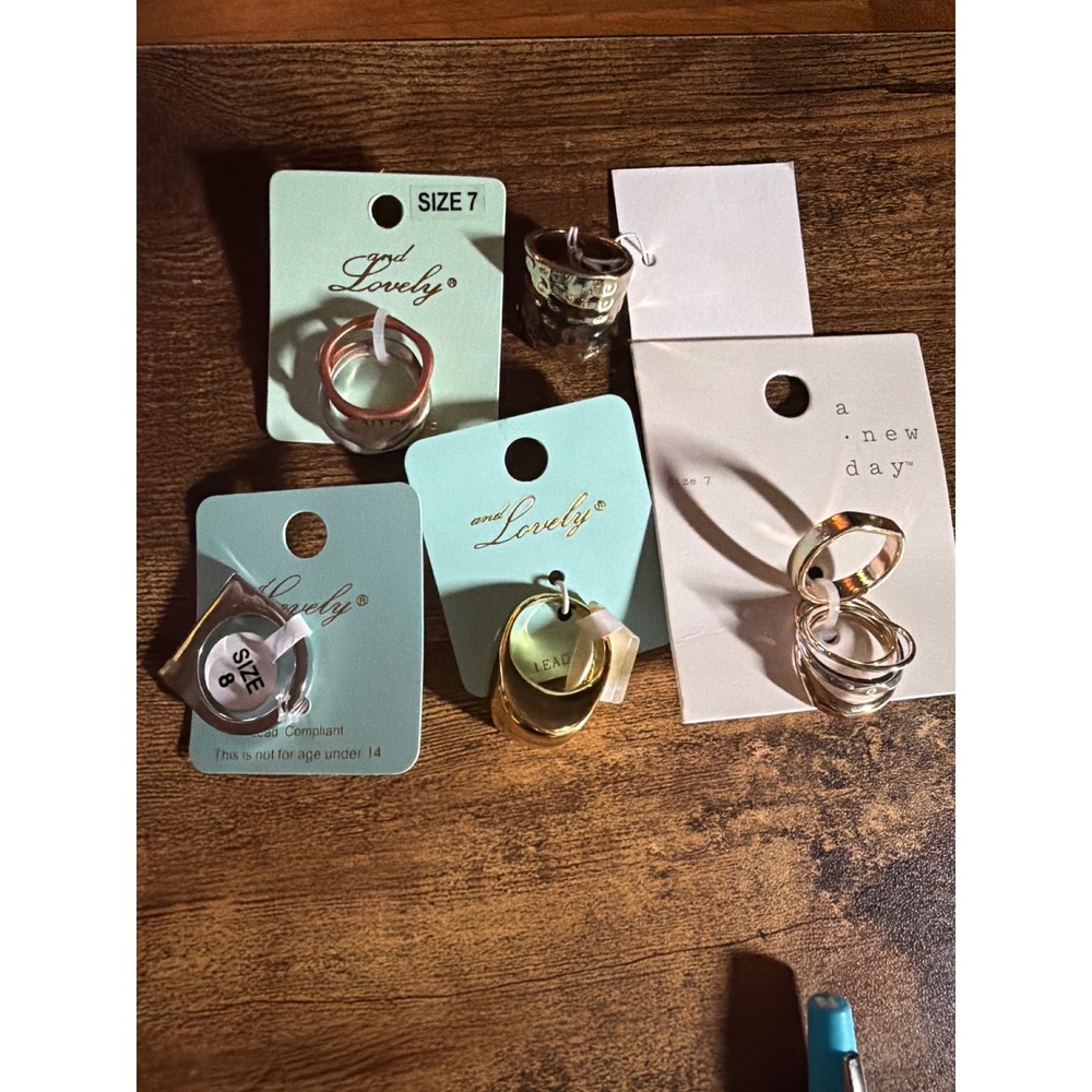 A New Day And Lovely Fashion Ring Bundle Mixed Metal Gold Silver Sizes 7 8 NWT